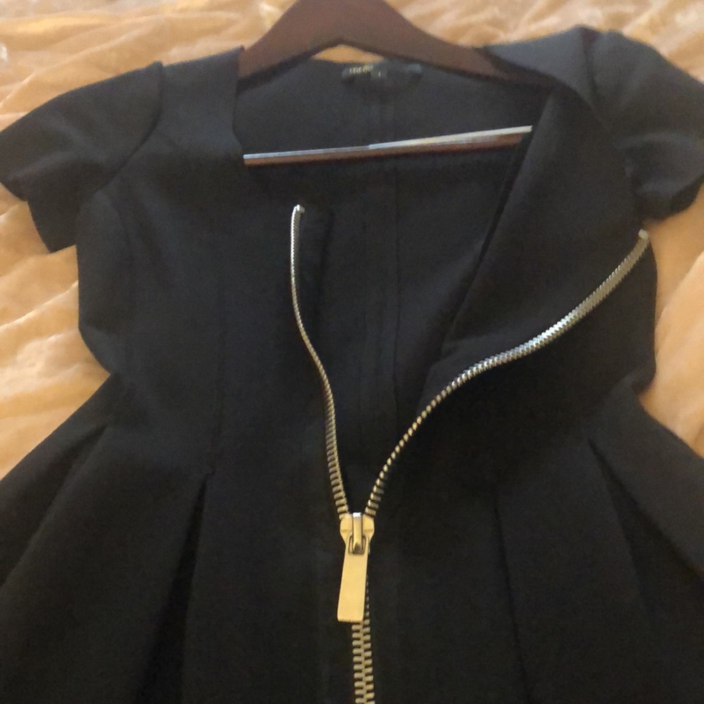 Maje Women’s Datypic Black Zipper Fitted Flare Mini  Dress Size 1 Small